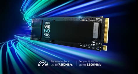 SAMSUNG MZ-V9S2T0BW 990 EVO Plus 2TB NVMe SSD - Read Speed up to 7250 MB/s, 
Write Speed to up 6300 MB/s, Random Read up to 1 000,000 IOPS, 
Random Write up to 1 350,000 IOPS; PCIe 4.0 x4 / 5.0 x2 NVMe 2.0;  V-Nand TLC V8; 
Piccolo controller; 1200 TBW, HMB(Host Memory Buffer), 1.5 M hours (MTBF)